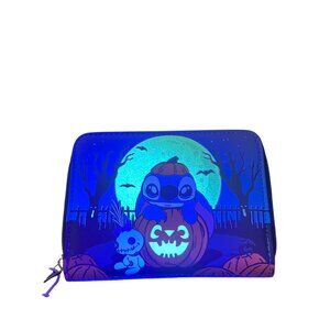 Disney Loungefly Stitch Halloween Glow In Dark Wallet Zip Around Compact NWT
